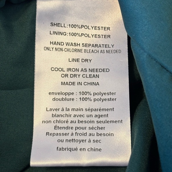 Vera Wang White Collection Forest Green Chiffon Dress V Neck Satin Belt Size 8 - Picture 7 of 8